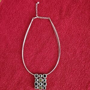 Contemporary Silvertone Abstract Grid Pattern Multicolor Stone, 18"